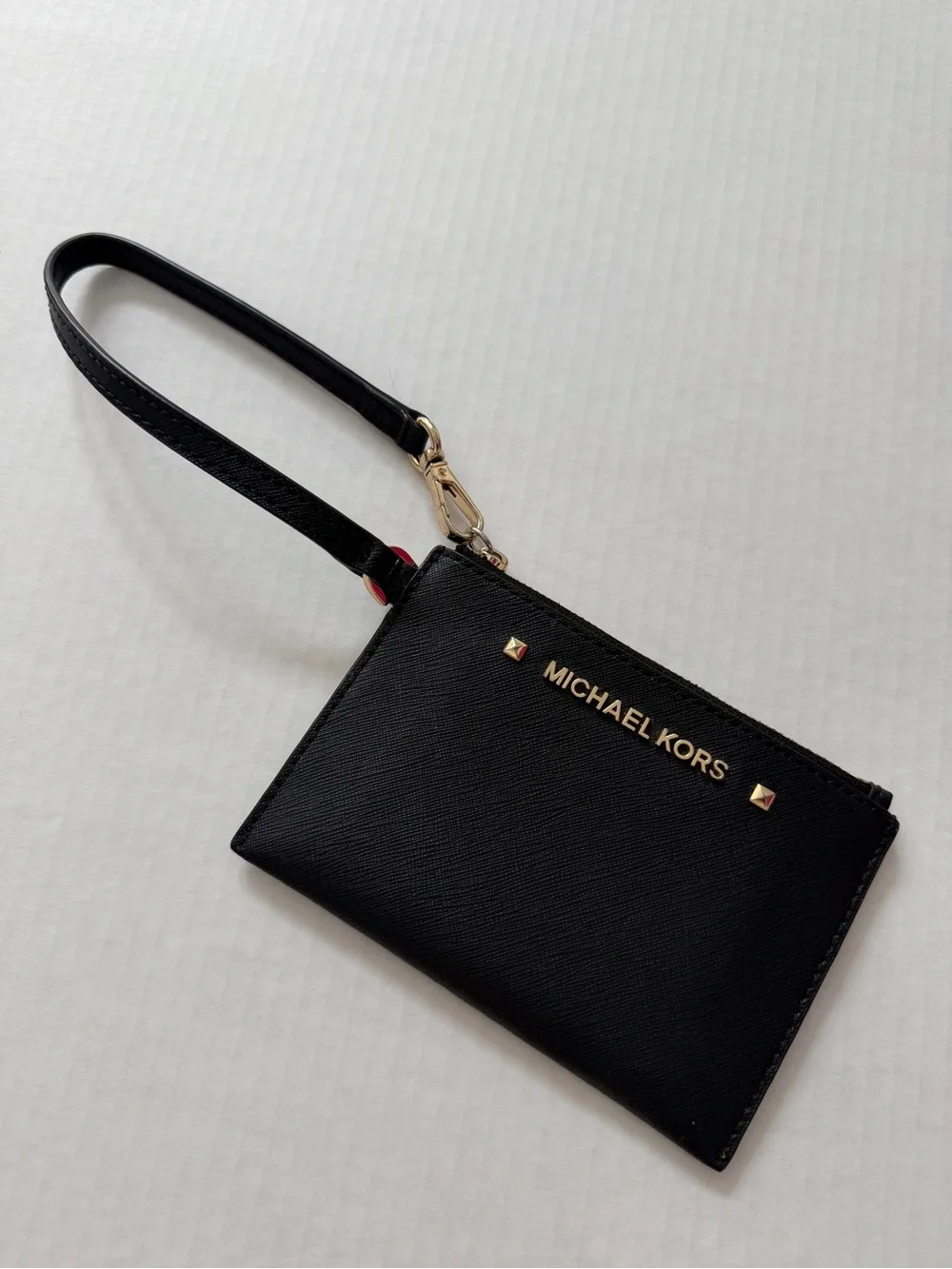 Michael Kors Black Leather Wristlet Card Case